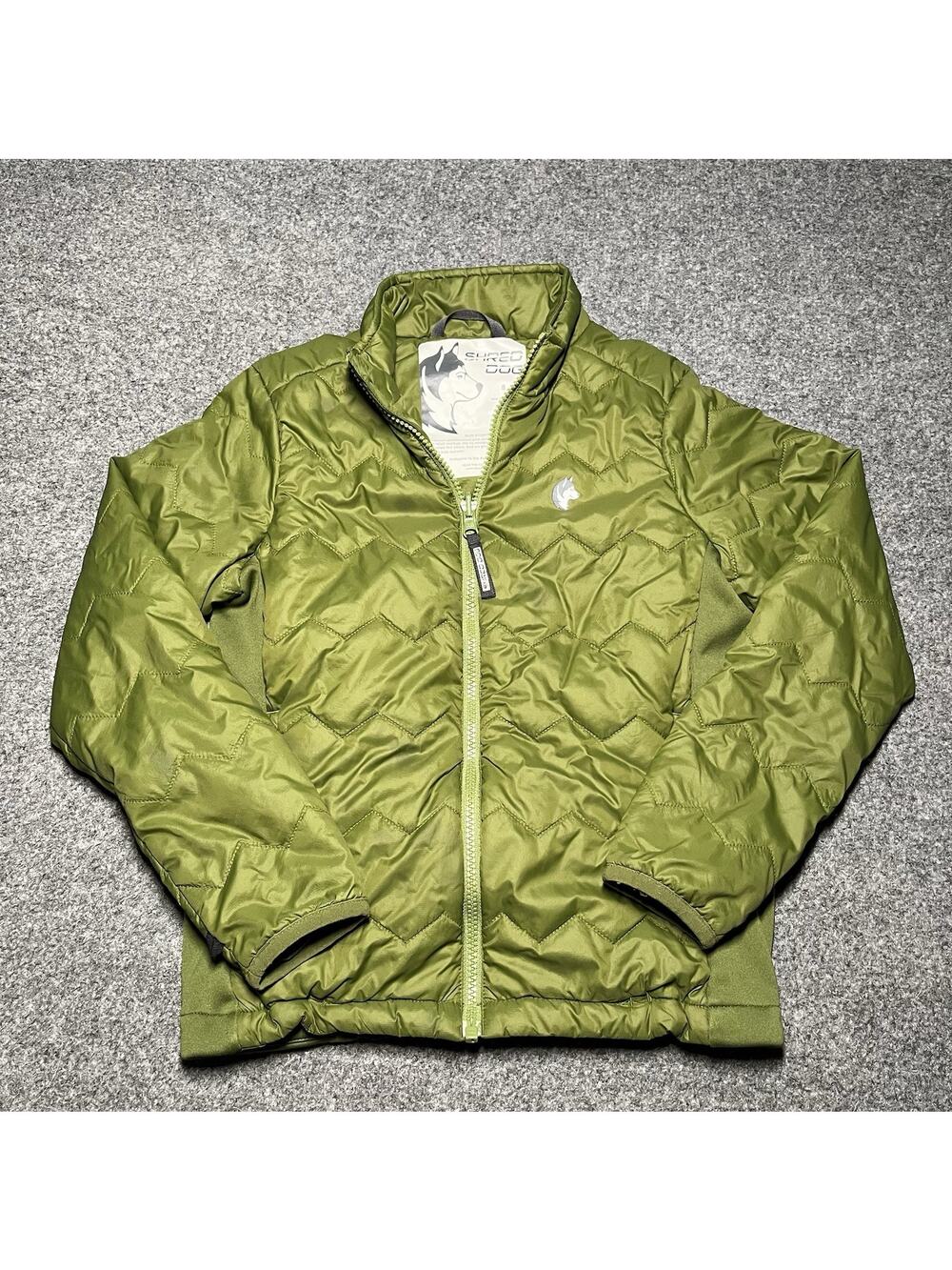 Shred Dog Jacket Kids 8 Green Puffer Water Resistant Full Zip Pockets Adjustable